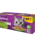 WHISKAS Selectii Mixte Vită Pui Somon și Ton hrană umedă pisici (în aspic) multipack Selectii Mixte Vită Pui Somon și Ton plic hrană umedă pisici (în aspic) multipack 85g x 40