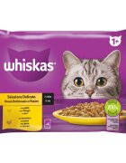 WHISKAS Selectii Pasăre Pui și Curcan plic hrană umedă pisici (în sos) multipack 85g x 4