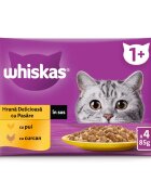 WHISKAS Selectii Pasăre Pui și Curcan plic hrană umedă pisici (în sos) multipack 85g x 4
