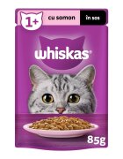 WHISKAS Somon plic hrană umedă pisici (în sos) 85g