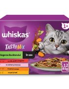 WHISKAS Tasty Mix Chef's Choice Somon Vită Pui și Pasăre Pui și Curcan Pui și Cod plic hrană umedă pisici (în sos) multipack 85g x 12