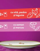 WHISKAS Tasty Mix Chef's Choice Somon Vită și Pasăre plic hrană umedă pisici (în sos) multipack 85g x 4 Tasty Mix Chef's Choice Somon Vită și Pasăre plic hrană umedă pisici (în sos) bax 85g x 12buc