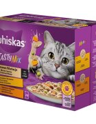 WHISKAS Tasty Mix Creamy Creations Pui și Legume Miel și Curcan plic hrană umedă pisici (în sos) multipack 85g x 12