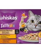WHISKAS Tasty Mix Creamy Creations Pui și Legume Miel și Curcan plic hrană umedă pisici (în sos) multipack 85g x 12