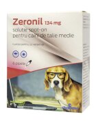 ZERONIL deparazitare externă câini pipete deparazitare externă câini S-M(10 - 20kg) pipete 134mg x 6buc