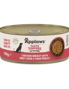 Applaws Hrana umeda caini Dog Taste Toppers Piept de Pui si Ficat in supa 156 g