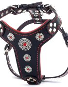 Bestia Ham Bijou Piele Naturala S: 40-73 cm Negru/ Rosu