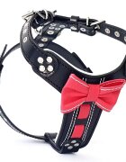 Bestia Ham Bowtie Papion Piele Naturala S: 40-73 cm Negru/ Rosu