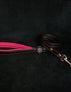 Bestia Lesa Bijou Piele Naturala 110 cm/2 cm Negru/ Roz