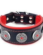 Bestia Zgarda Bijou Piele Naturala M Negru/ Rosu