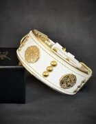 Bestia Zgarda Maximus Piele Naturala S Alb/ Galben