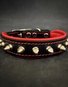 Bestia Zgarda Spiky Piele Naturala M: 30-35 cm Rosu
