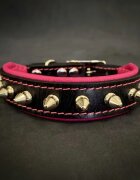 Bestia Zgarda Spiky Piele Naturala S: 25-30 cm Roz
