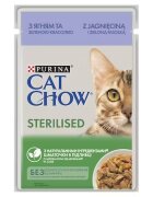 Cat Chow PURINA Sterilised bucati cu miel si fasole verde in sos 85 g