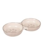 Flamingo Castron Dublu din Ceramica pentru Pisici Mylo Alb-Crem 2x11 cm/ 145 ml