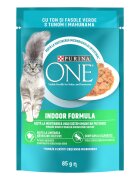 Purina ONE Indoor mini fileuri cu Ton si Fasole Verde in sos 85 g