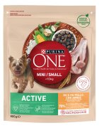 Purina ONE MINI Active Pui si Orez hrana uscata pentru caini 800 g