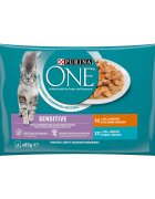 Purina ONE SENSITIVE Pui/ Ton Mini Fileuri in Sos 4x85 g