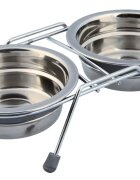 Trixie Castron Inox Dublu 2x0.25 l/11 cm cu Suport 25230