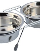 Trixie Castron Inox Dublu 2x0.9 l/16 cm cu Suport 25232