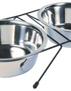 Trixie Set 2 buc Castron Inox In Suport 1.8 l/20 cm 24833