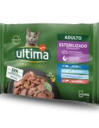 Ultima Cat Hrana umeda pisici Adult Sterilizat Fit & Delicious Multipack Ton Pastrav Somon & Peste Oceanic 4x85 g