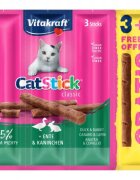 Vitakraft Recompense Pisici CatStick Iepure si Rata 3+1 PROMO 72 g