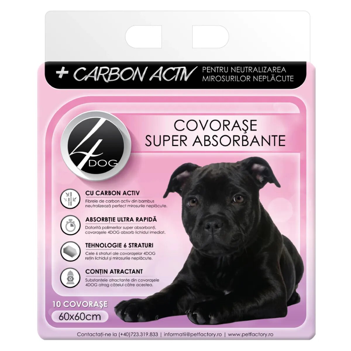 4DOG Charcoal covorașe absorbante câini cu carbon activ poliester 60x60cm 10buc