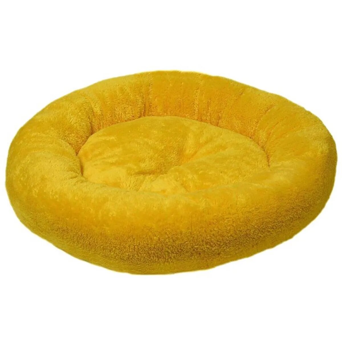 4DOG Deluxe pat rotund câini pluș galben XS-S(⌀52x9cm)