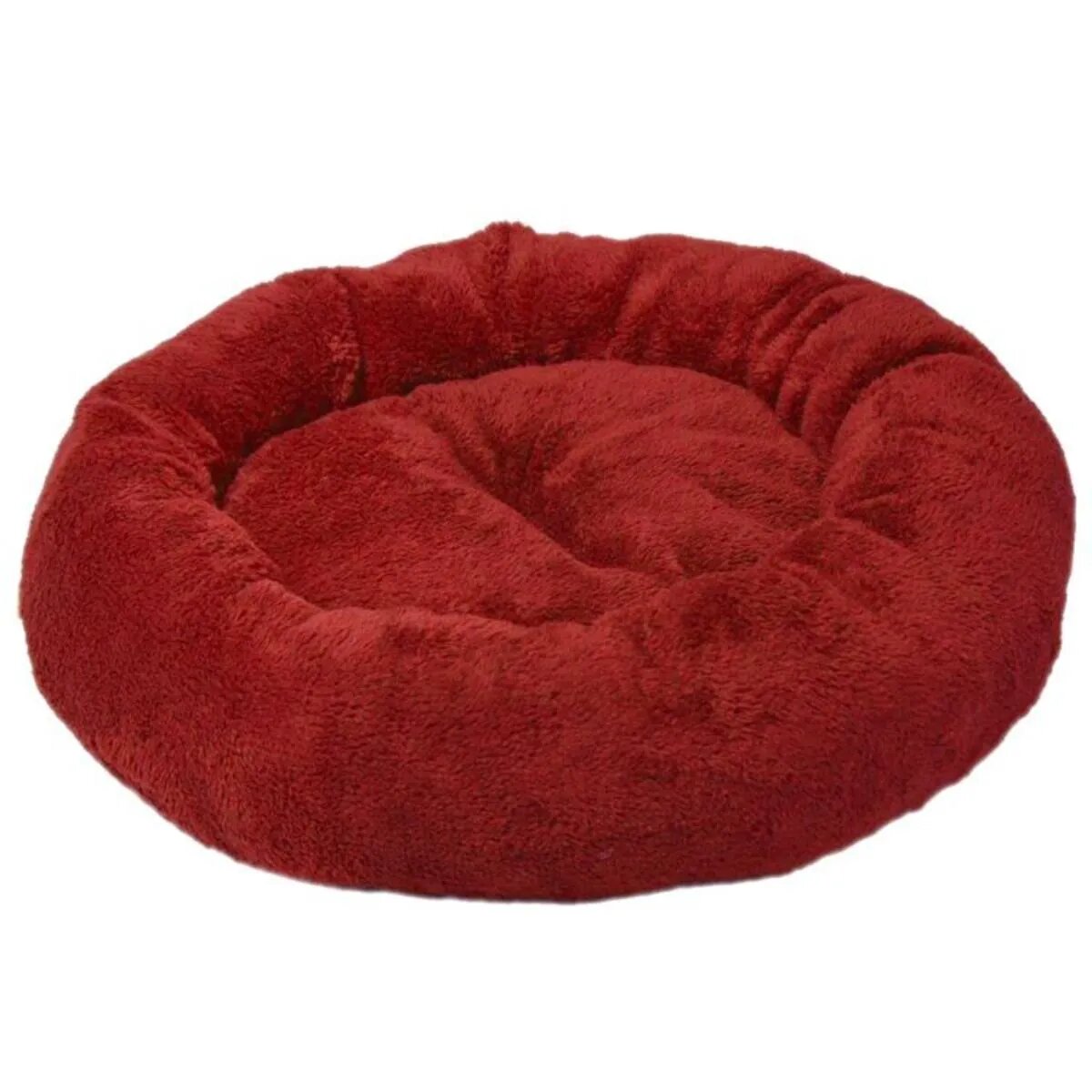 4DOG Deluxe pat rotund câini pluș roșu XS-S(⌀52x9cm)