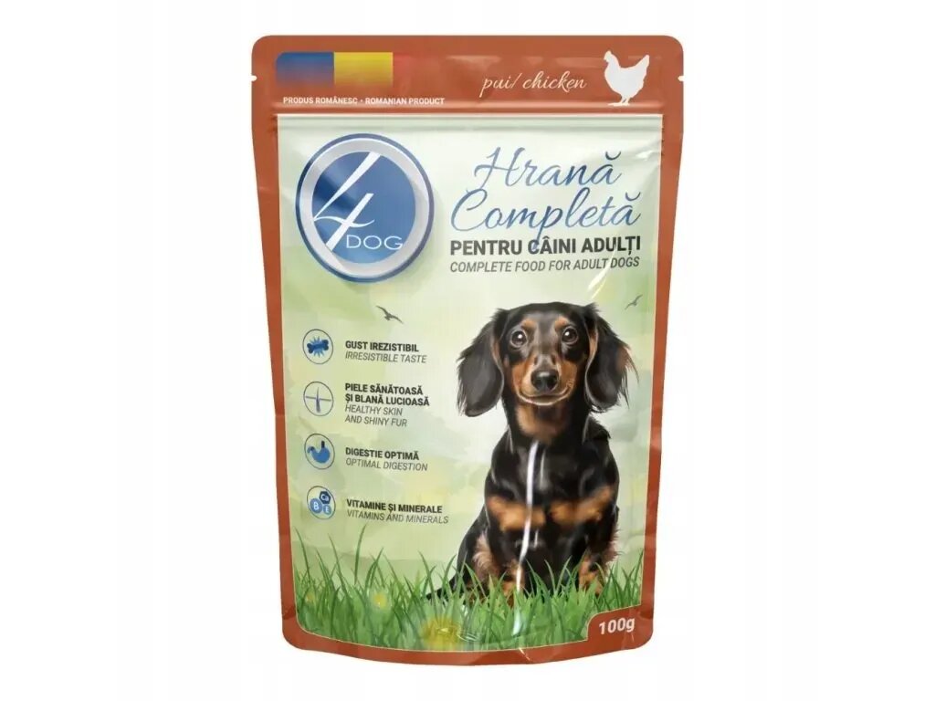 4DOG XS-XL Pui plic hrană umedă câini (în sos) 100g