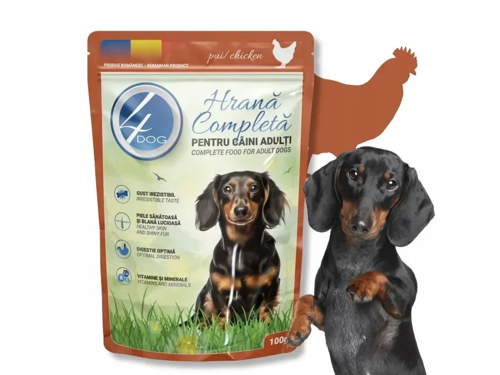 4DOG XS-XL Pui plic hrană umedă câini (în sos) 100g