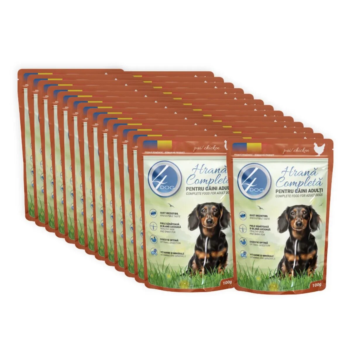 4DOG XS-XL Pui plic hrană umedă câini (în sos) bax 100g x 24buc
