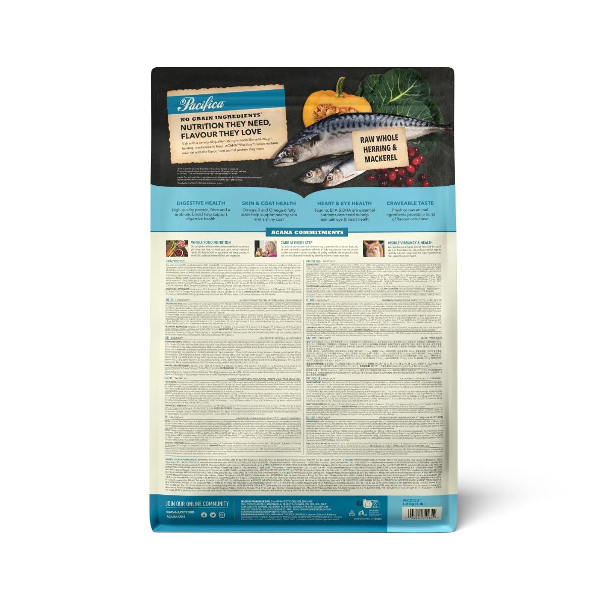 Acana Highest Protein Pacifica Pește hrană uscată fără cereale pisici 1.8kg