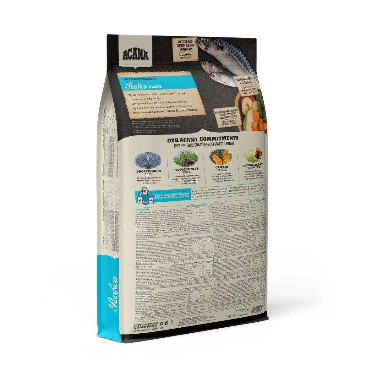 Acana Highest Protein Pacifica XS-XL Hering și Macrou hrană uscată fără cereale câini 11.4kg