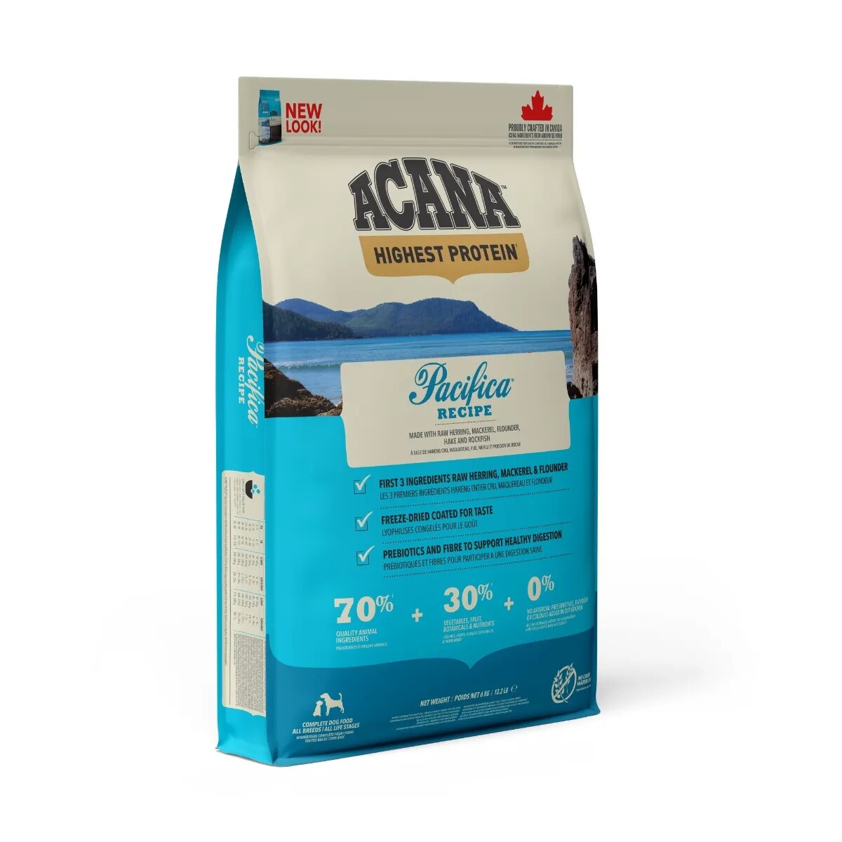 Acana Highest Protein Pacifica XS-XL Hering și Macrou hrană uscată fără cereale câini 11.4kg