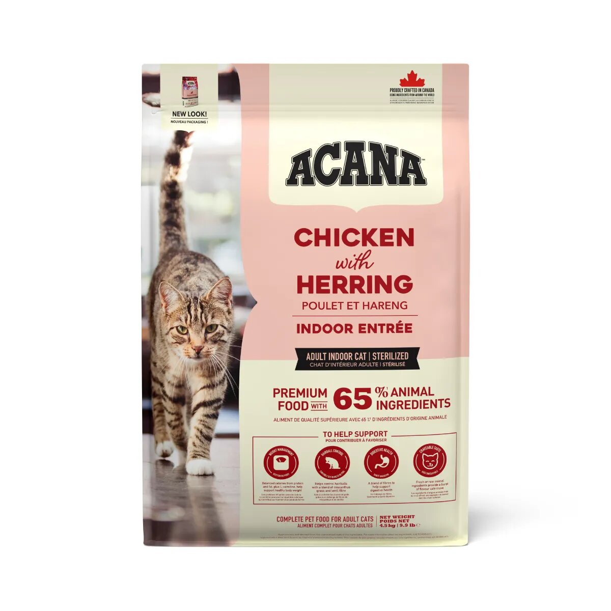 Acana Indoor Entrée Pui și Hering hrană uscată pisici 4.5kg