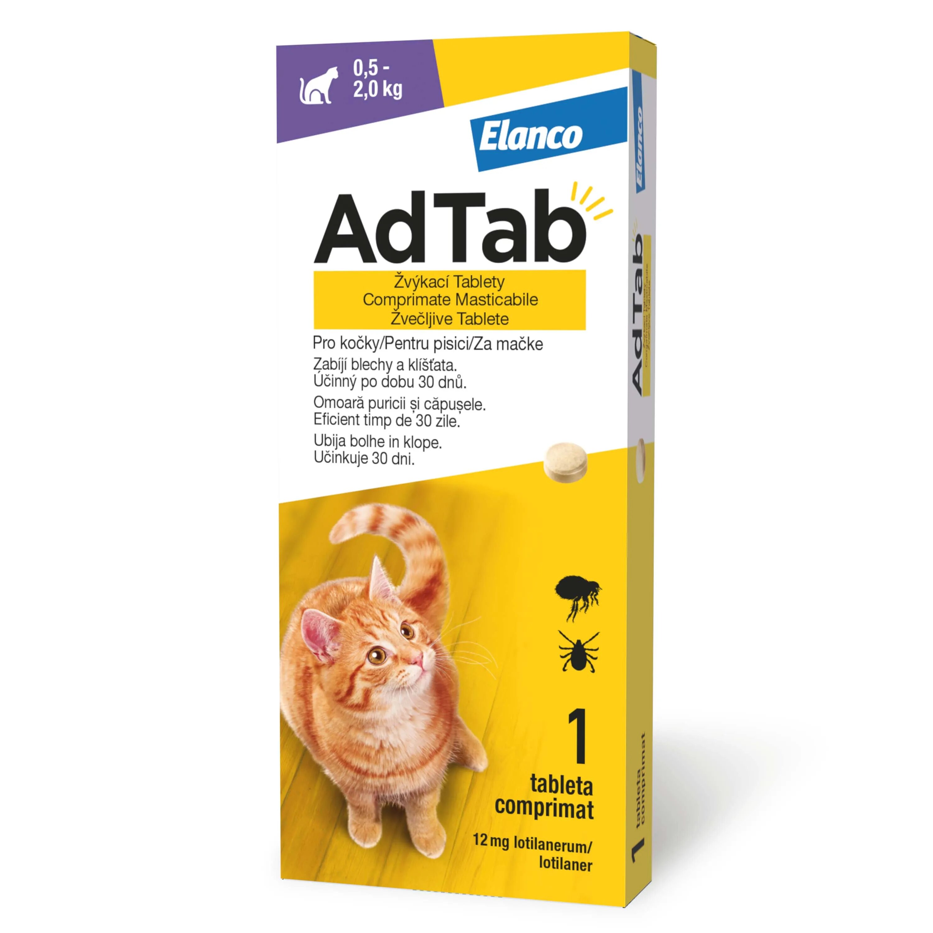 ADTAB deparazitare externă pisici comprimate masticabile deparazitare externă pisici (0.5 - 2kg) comprimate masticabile 12mg x 1buc