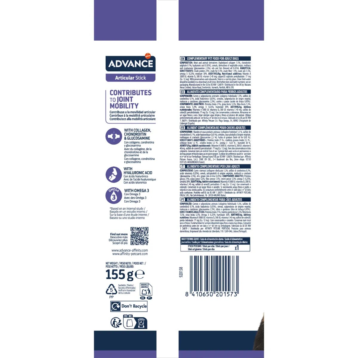 Advance Articular Stick M-XL punguță recompense câini sistem articular 155g