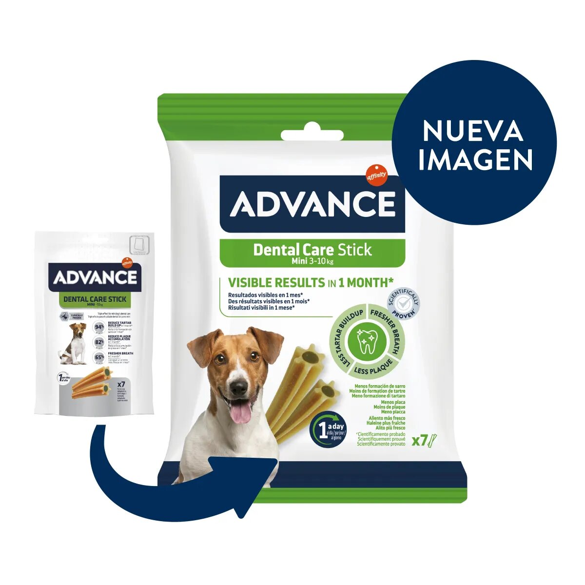 Advance Dental Care Stick Mini XS-S punguță recompense câini sensibilități dentare 90g