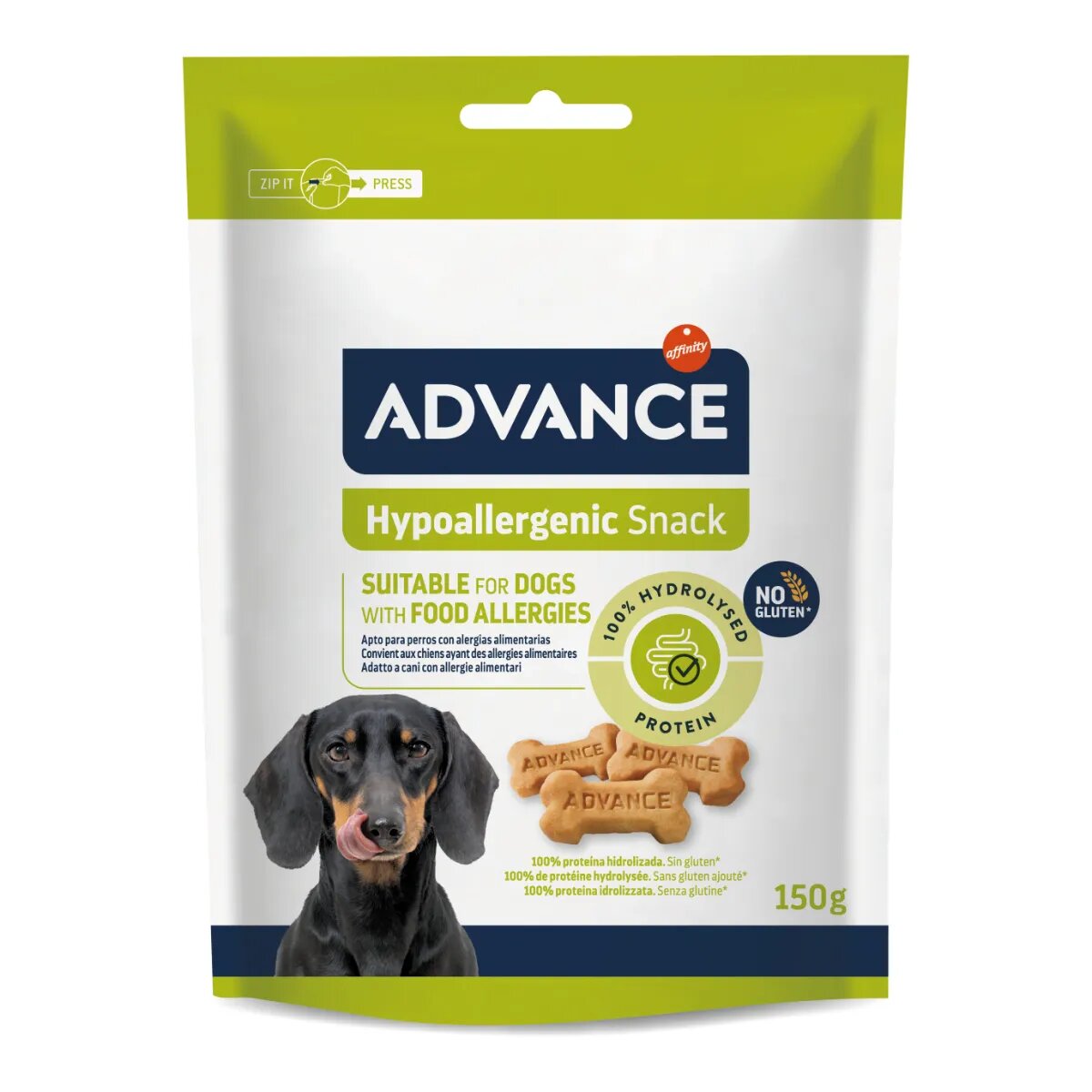 Advance Hypoallergenic Snack XS-XL punguță recompense câini alergii 150g