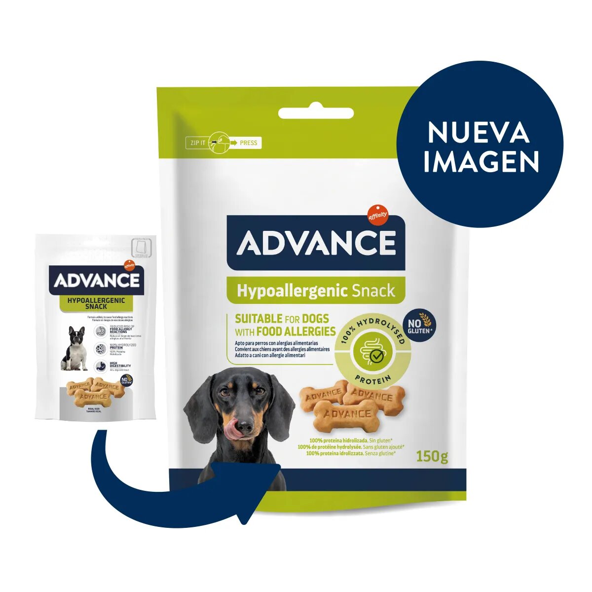 Advance Hypoallergenic Snack XS-XL punguță recompense câini alergii 150g