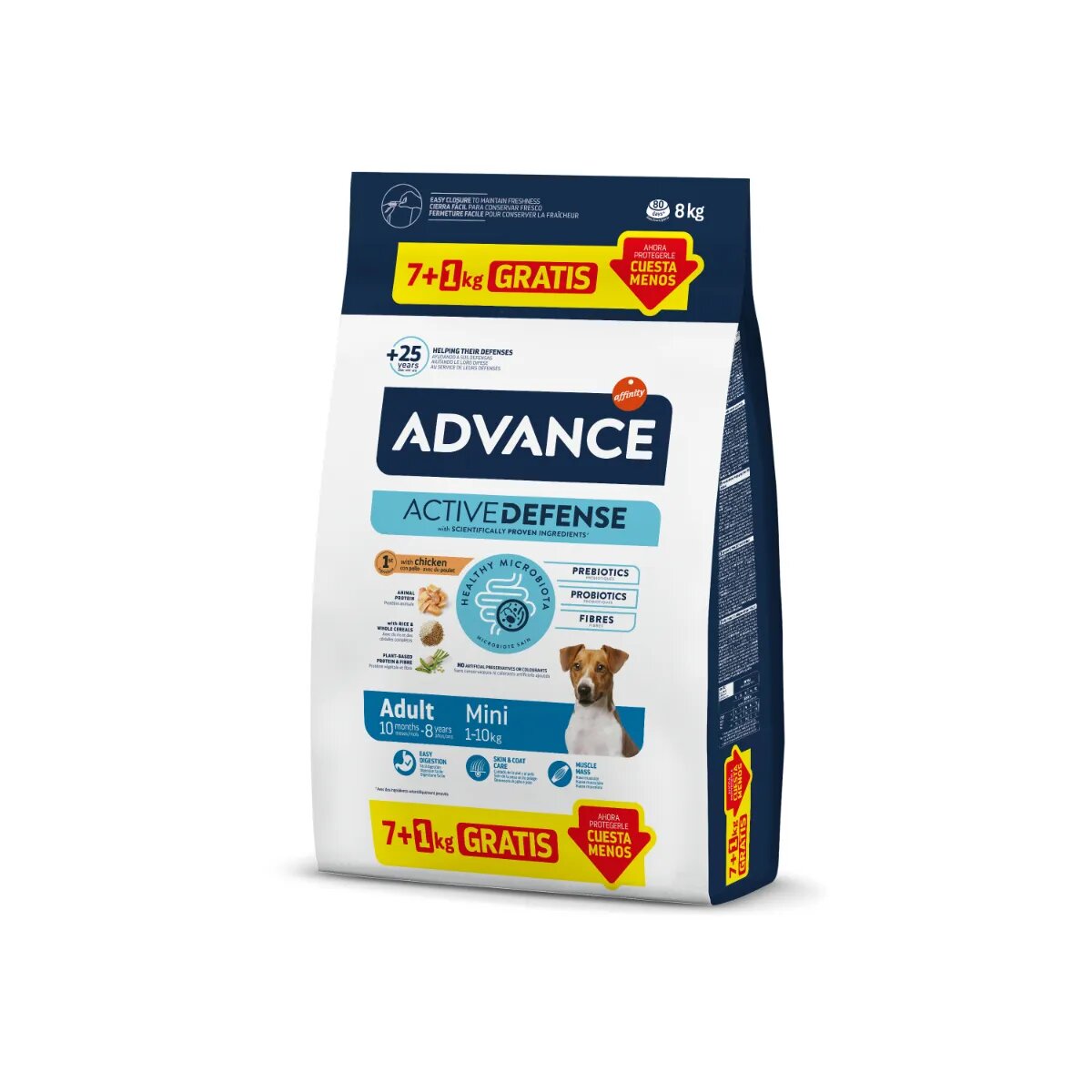 Advance Mini Adult XS-S Pui hrană uscată câini 7kg + 1kg GRATUIT