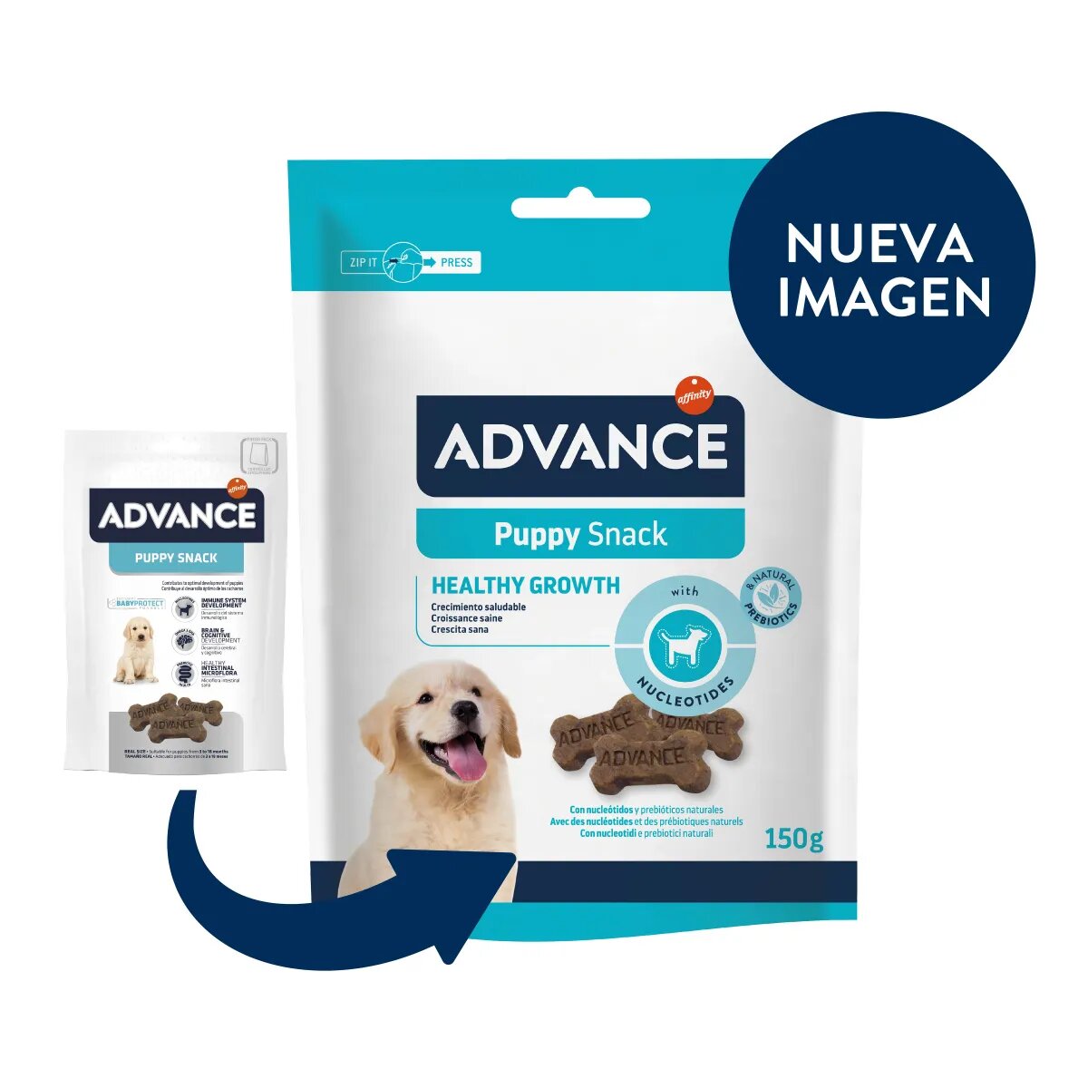 Advance Puppy Snack XS-XL punguță recompense câini junior 150g