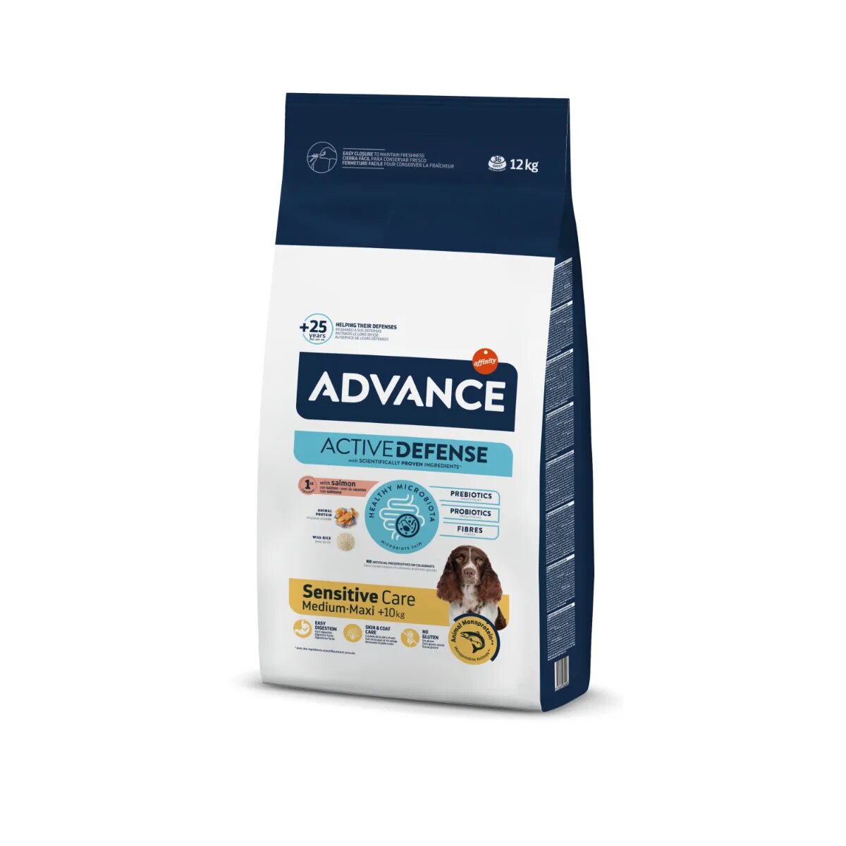 Advance Sensitive Care Medium & Maxi M-XL Somon și Orez hrană uscată câini sistem digestiv 12kg