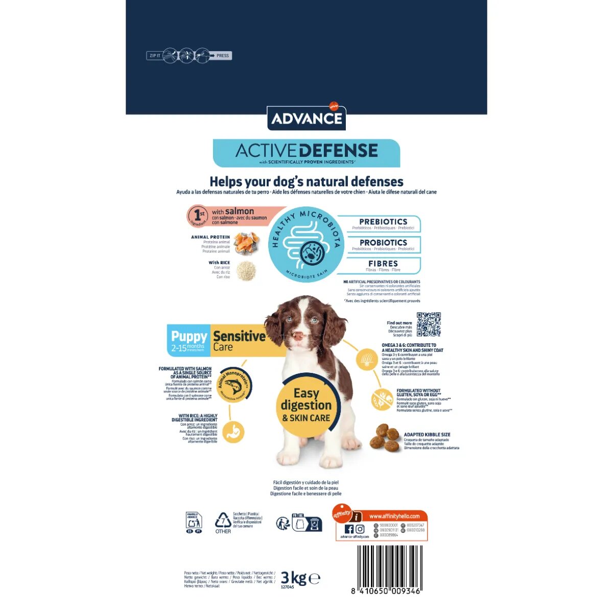 Advance Sensitive Care Mini XS-S Somon hrană uscată câini sistem digestiv 3kg