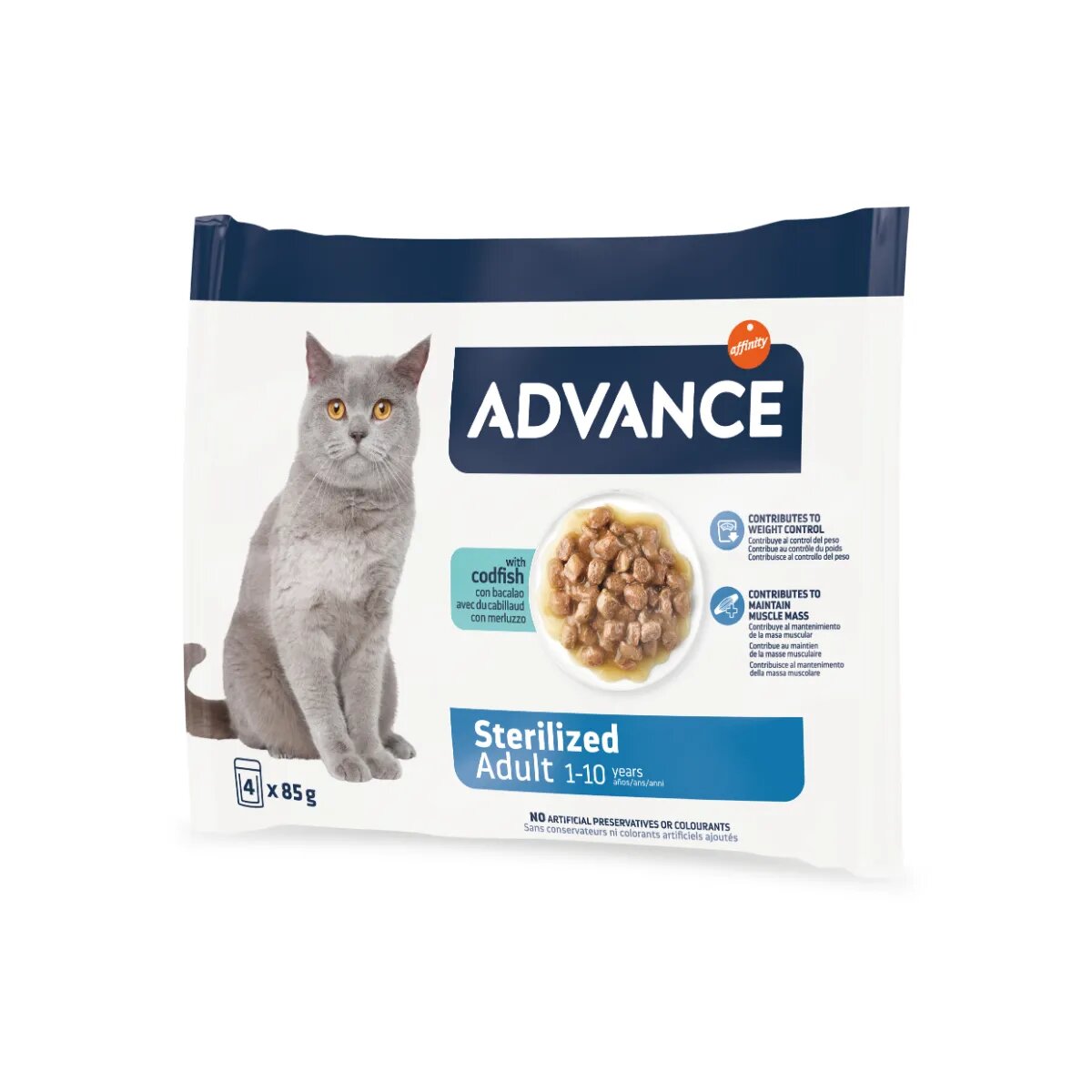 Advance Sterilised Cod plic hrană umedă pisici sterilizate (în sos) multipack 85g x 4buc