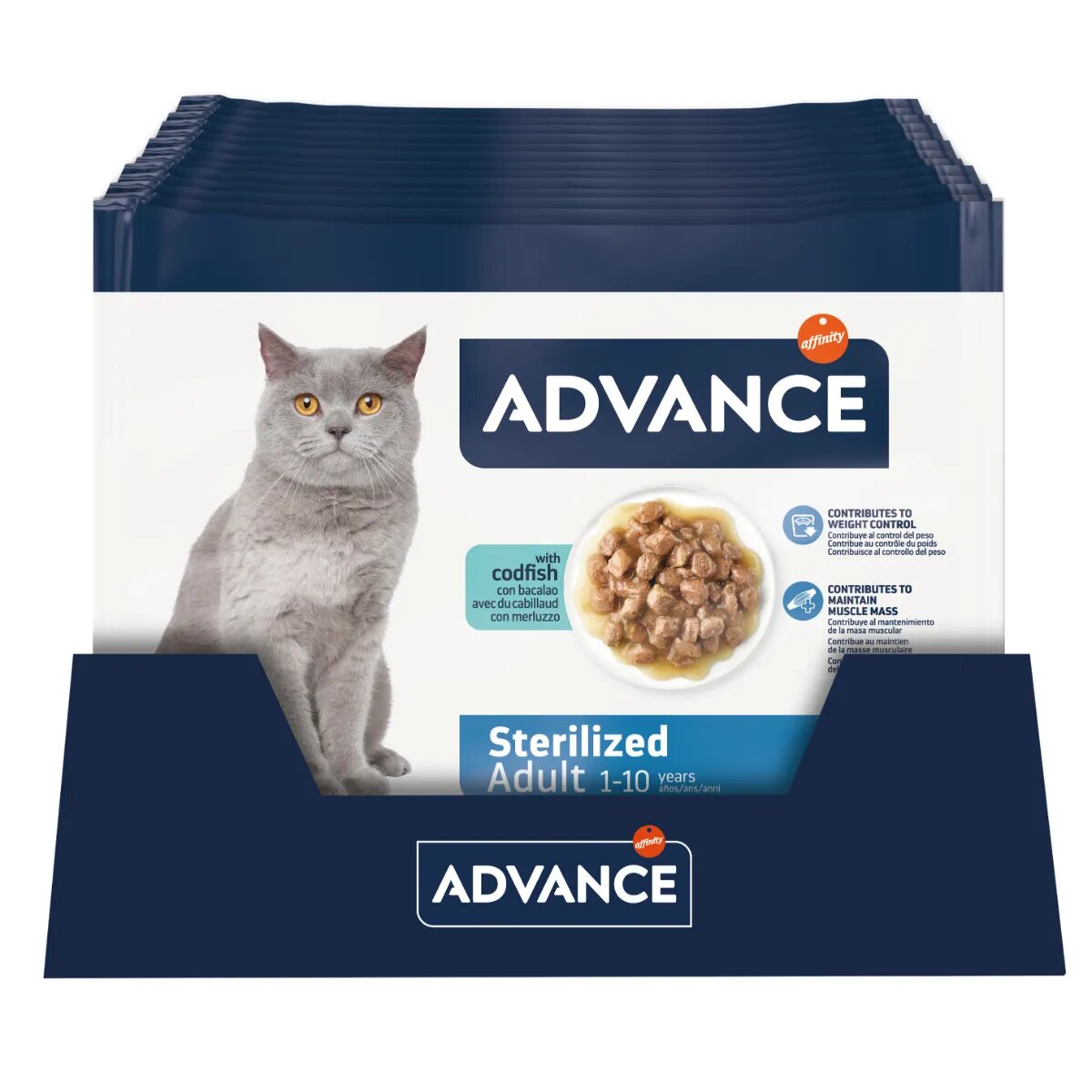 Advance Sterilised Cod plic hrană umedă pisici sterilizate (în sos) multipack 85g x 4buc