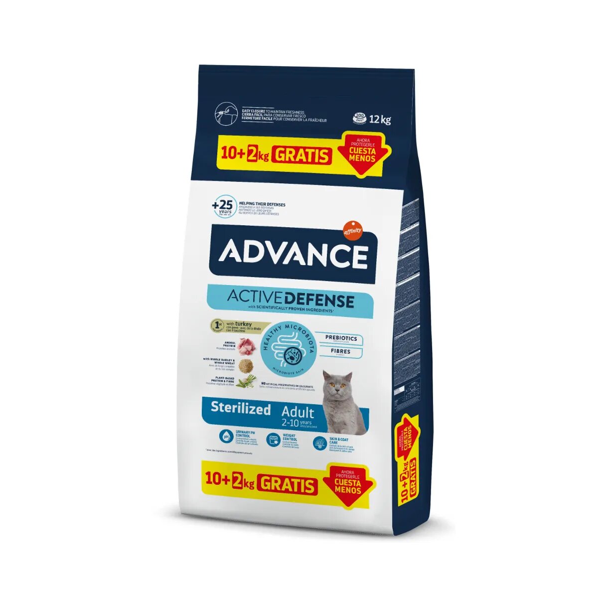Advance Sterilised Curcan hrană uscată pisici sterilizate GRATUIT 10kg+2kg