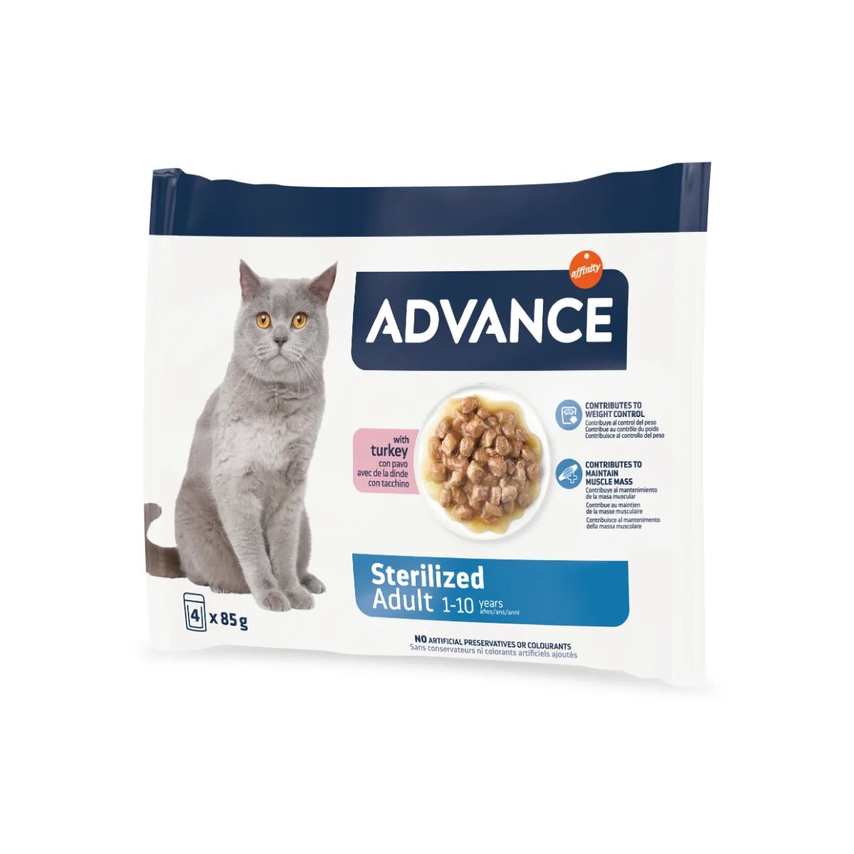 Advance Sterilised Curcan plic hrană umedă pisici sterilizate (în sos) multipack 85g x 4buc